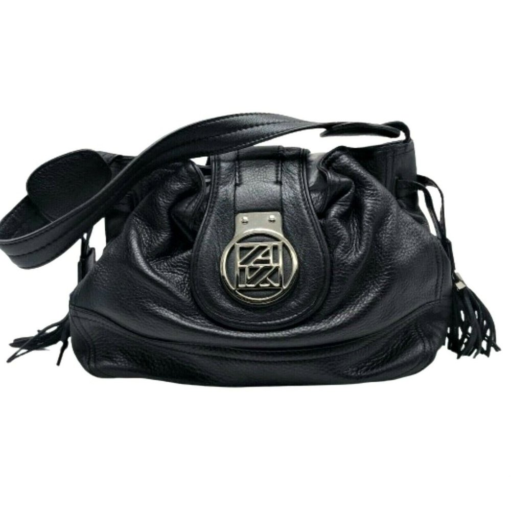 AK ANNE KLEIN Black Pebble Leather Shoulder Bag